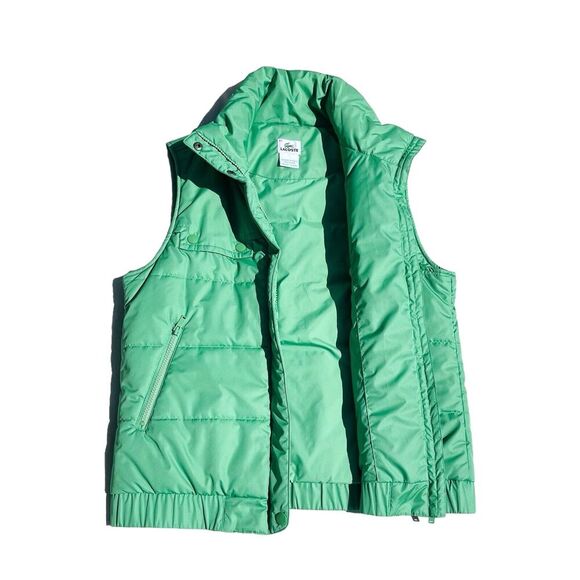 Lacoste Puffer Vest Green Sz 42 Zip Pockets Full Zip Collar Outdoor Casual - Picture 9 of 9